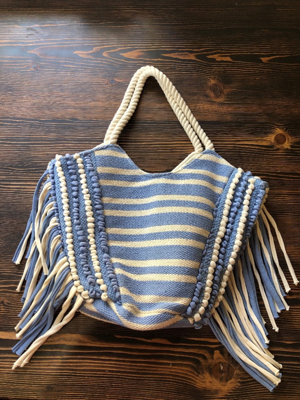 Cotton Blue White Stripe Large Bag in Perfect Condition